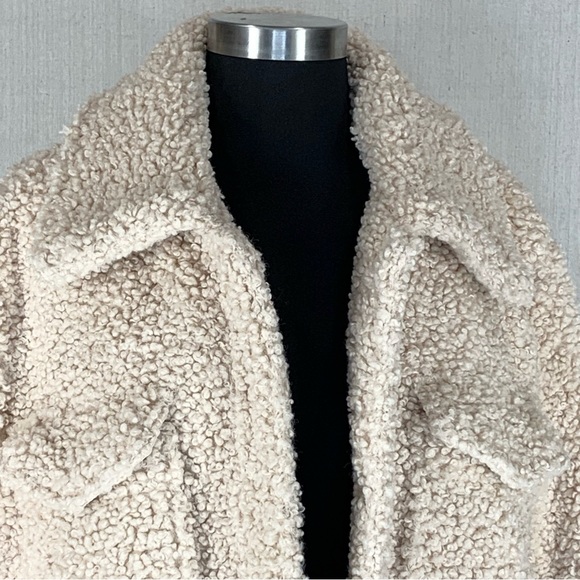 Knox Rose~Women’s Cream Sherpa/Teddy Snap‎ Front Collared Jacket/Coat~Sz S - Picture 3 of 14
